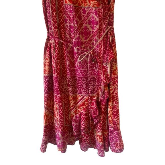 Lauren Ralph Lauren Fuchsia Faux Wrap Dress Boho Ruffle Sleeveless Women’s XL - Picture 4 of 9